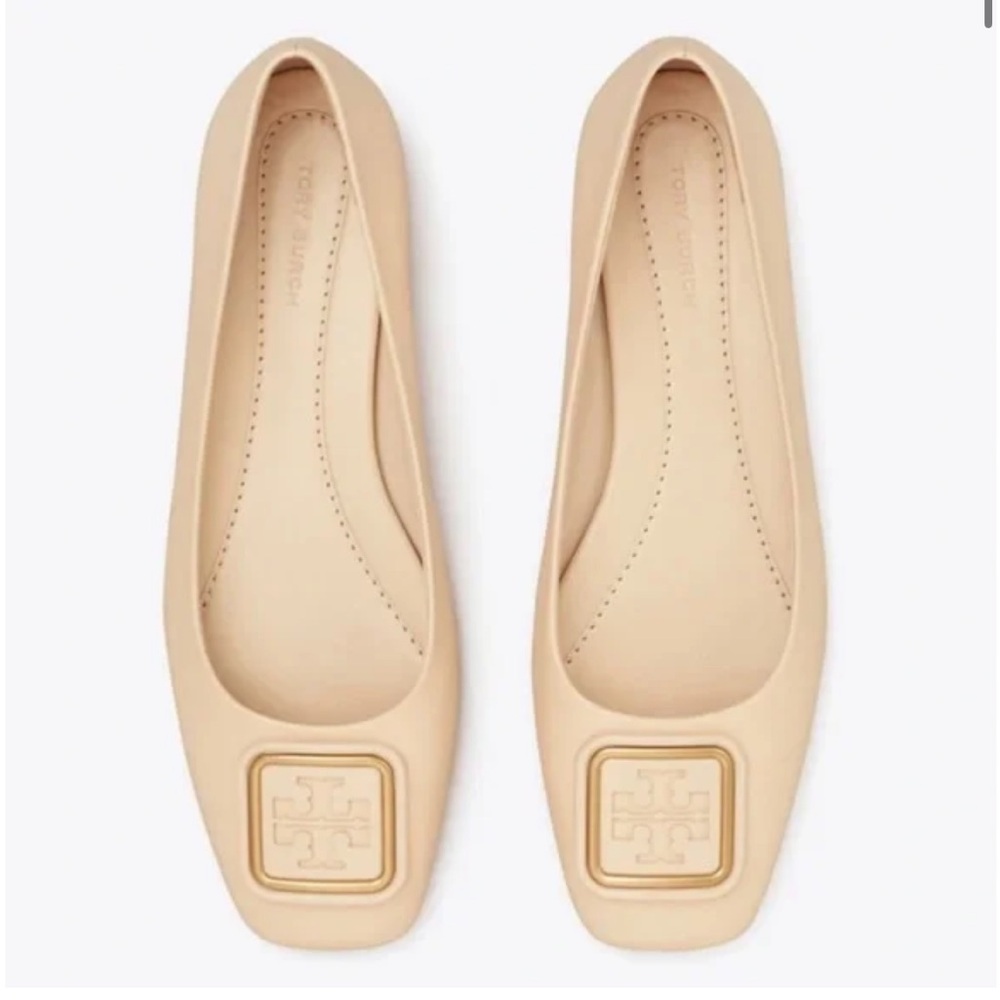 Tory Burch Cream Georgia Ballet Goat Leather Women size 6.5 preowned